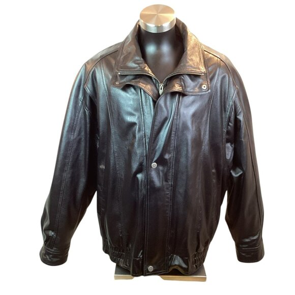 Wilsons Leather Moto Bomber Mens 3X Genuine Leather Jacket Wool Thinsulate Insul - Picture 2 of 16